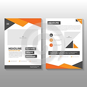 Triangle Orange black annual report Leaflet Brochure Flyer template design, book cover layout design