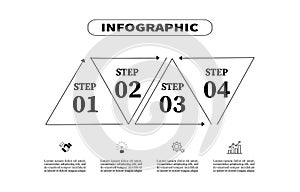 The triangle outlines present an infographic business with 4 steps. Design infographic vector template four-element. Creative