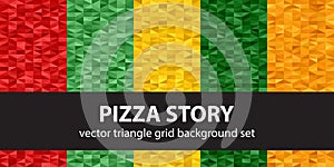 Triangle pattern set Pizza Story. Vector seamless geometric back