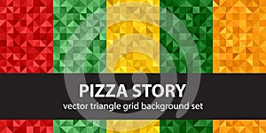 Triangle pattern set Pizza Story. Vector seamless geometric back