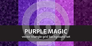 Triangle pattern set Purple Magic. Vector seamless geometric backgrounds