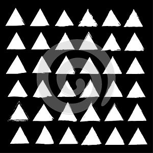 Triangle pattern shape. Repeating geometric element. Black white background. Vector abstract surface.