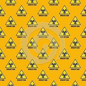 Triangle with Radiation Warning vector colored seamless pattern