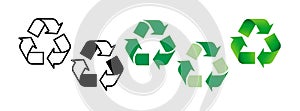 triangle recycle logo classic symbol set