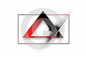 a triangle with red and black paint on it