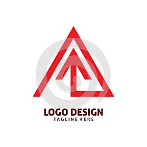 Triangle red line arrow logo design