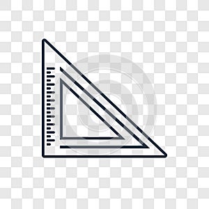 Triangle Ruler concept vector linear icon isolated on transparent background, Triangle Ruler concept transparency logo in outline