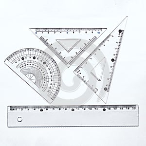 Triangle ruler and protractor and ruler set