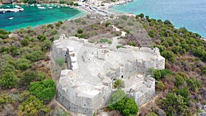 triangle shaped Ali Pasha's castle located in Porto Palermo Albanian riviera