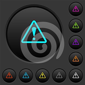 Triangle shaped warning sign dark push buttons with color icons