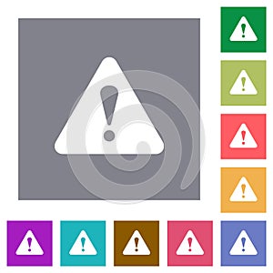 Triangle shaped warning sign square flat icons