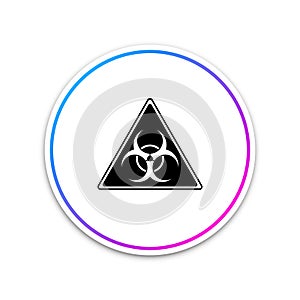 Triangle sign with Biohazard symbol icon isolated on white background. Circle white button