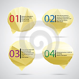 Triangle speech clouds - vector triangular illustration, speech bubble