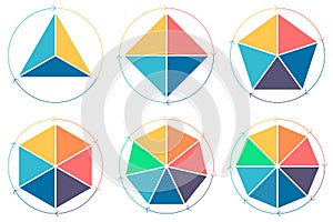 Triangle, square, pentagon, hexagon, heptagon, octagon for infographics.
