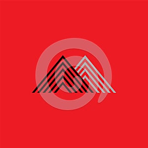 Triangle stripes mountain logo vector
