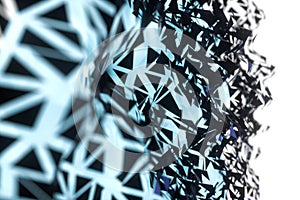 Triangle surface plane with structure lines, 3d rendering