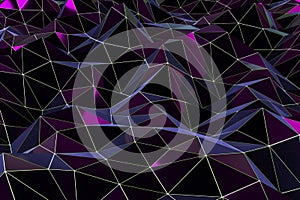 Triangle surface plane with structure lines, 3d rendering