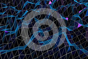 Triangle surface plane with structure lines, 3d rendering