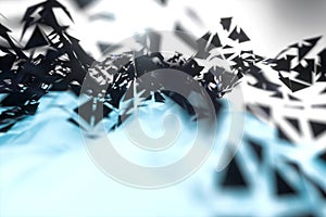 Triangle surface plane with structure lines, 3d rendering