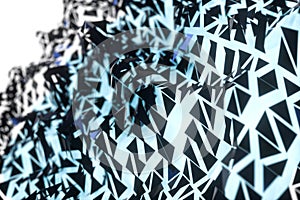 Triangle surface plane with structure lines, 3d rendering