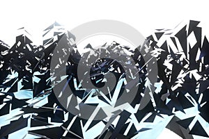 Triangle surface plane with structure lines, 3d rendering