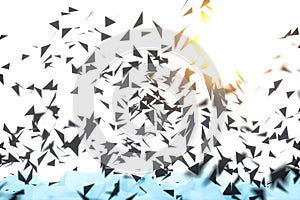 Triangle surface plane with structure lines, 3d rendering