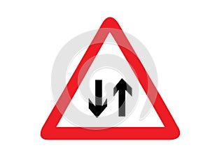Triangle traffic sign for two way Vector
