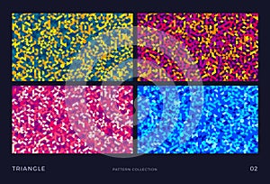 Triangle vector mosaic backgrounds set, colorful abstract polygon patterns