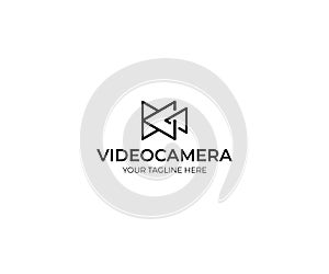 Triangle Video Camera Logo Template. Camcorder Vector Design