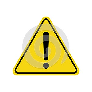 Triangle warning sign. Exclamation sign. Warning roadsign icon. Danger-warning-attention sign. Yellow background