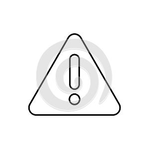 Triangle warning sign line icon. Exclamation mark in a triangle. Danger symbol outline.