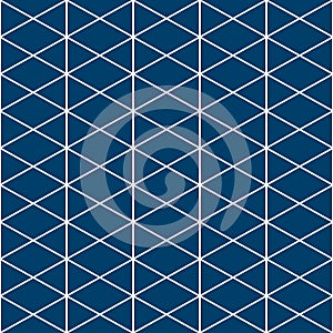 Triangle White Indigo Pattern Seamless Background. Vector Illustration.