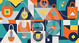 Triangles circles rectangles and lines create a dynamic visual