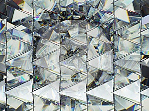 Triangles with diamond structure extreme closeup and kaleidoscop