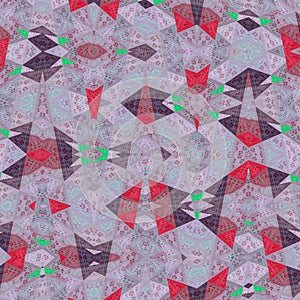 Triangles irregular pattern in white, grenadine, red and green