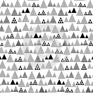 Triangles and pyramids seamless pattern. Abstract geometric repeat