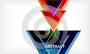 Triangles repetiton geometric abstract background, multicolored glossy triangular shapes, hi-tech poster cover design or