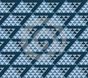 Triangles, seamless pattern, original design, blue, vector.