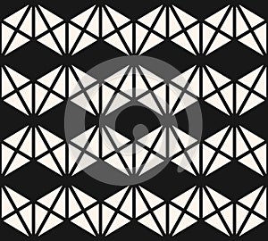 Triangles seamless pattern. Vector abstract black and white geometric texture