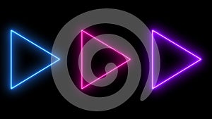 Triangles shapes - neon lights - triangular groups flashing Endless loop different colors 4K