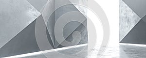 Triangular abstract concrete architecture background 3d render illustration