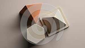 Triangular base a white pyramid with a square base and a white