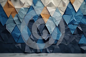 Triangular Blue Geometric Texture for Web and Design: Dark Abstract Backdrop with Textured Wall Pattern