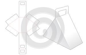 Triangular box with handle die cut template