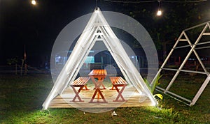 Triangular Cafe Decorative Lights At Night