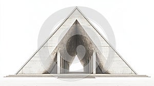 Geometric Pyramid Entrance with Concrete Architecture
