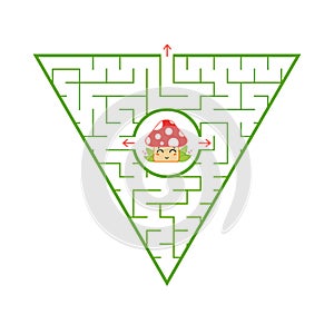 Triangular green labyrinth. Find the right way out of the maze. Simple flat vector illustration isolated on white background. With