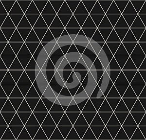 Triangular grid vector seamless pattern. Subtle black and white lines texture