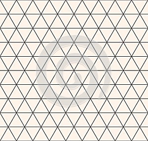 Triangular grid vector seamless pattern. Subtle black and white lines texture