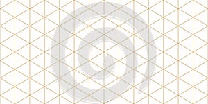 Triangular grid vector seamless pattern. Subtle thin golden lines texture